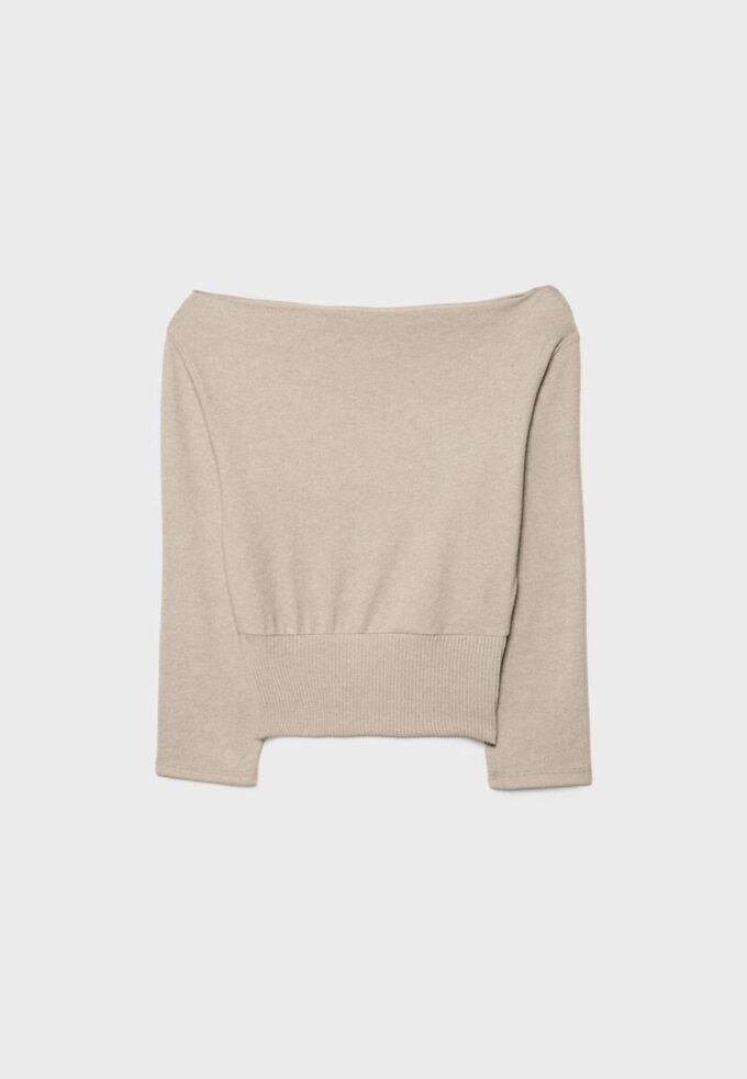 T-shirt en maille à col bateau avec ceinture