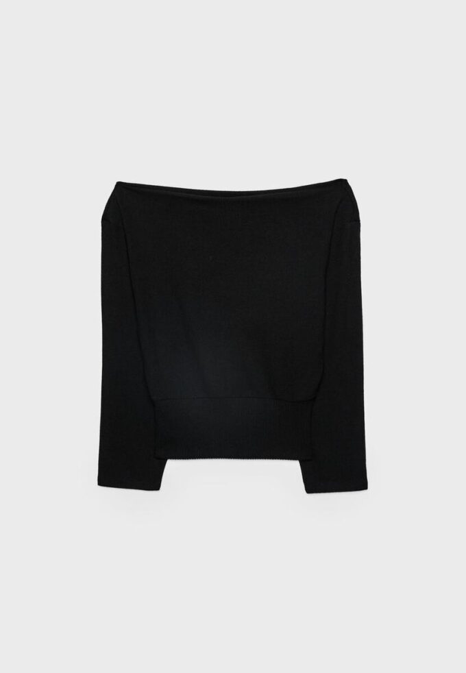 T-shirt en maille à col bateau avec ceinture