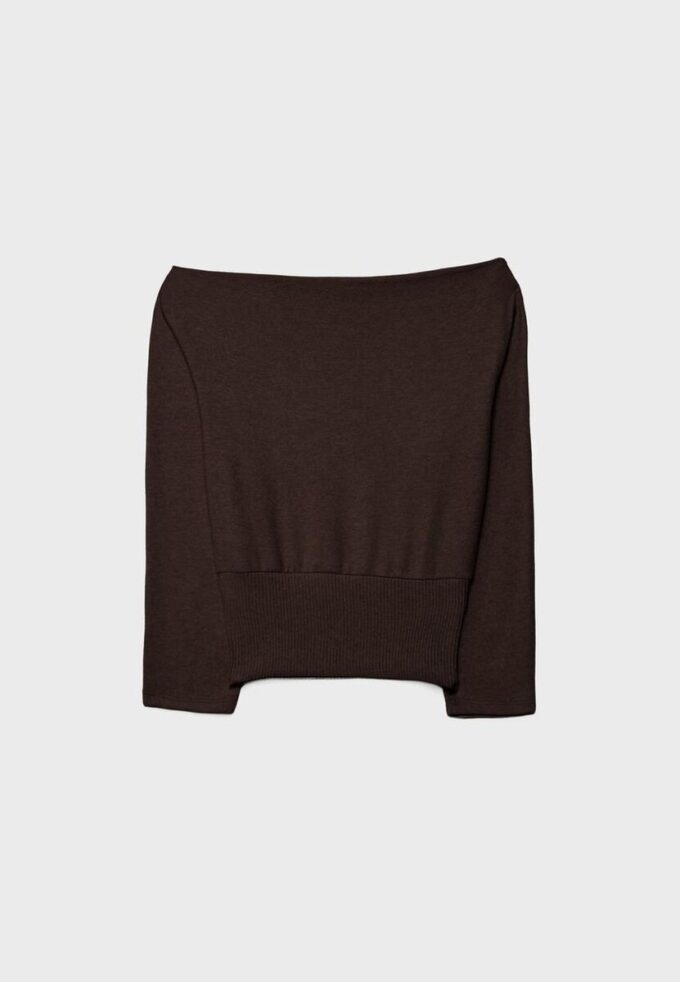 T-shirt en maille à col bateau avec ceinture