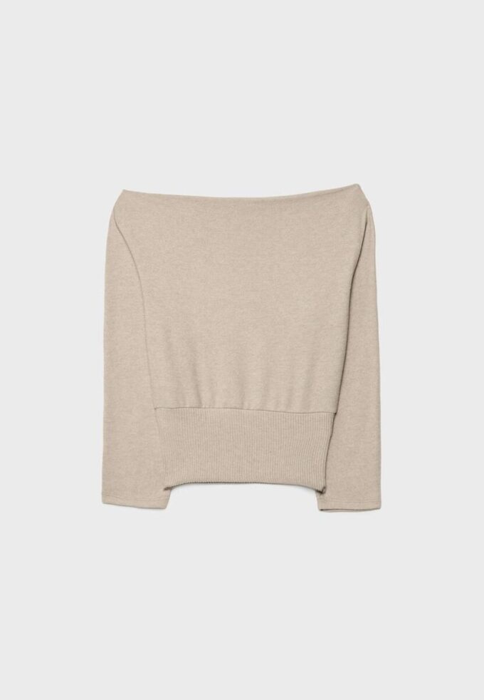 T-shirt en maille à col bateau avec ceinture