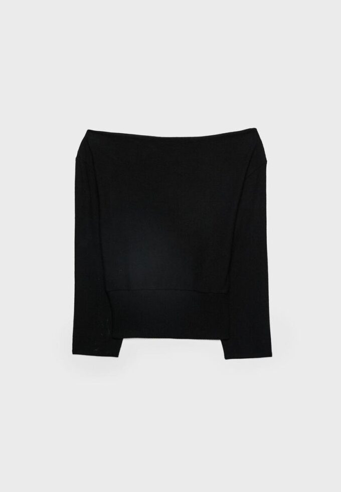 T-shirt en maille à col bateau avec ceinture