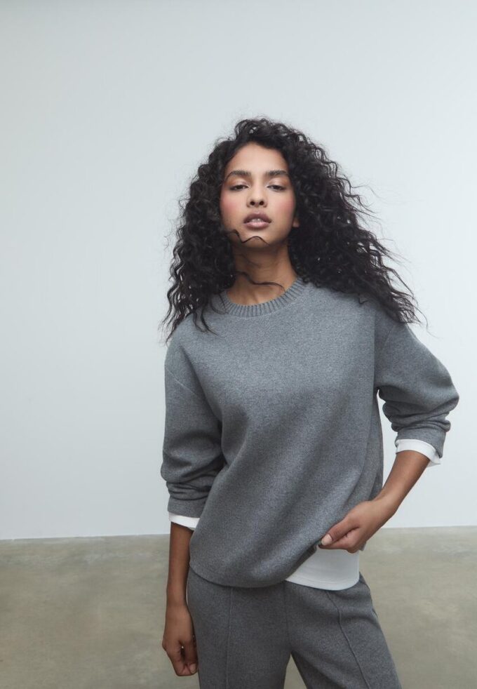 T-shirt en maille à col rond