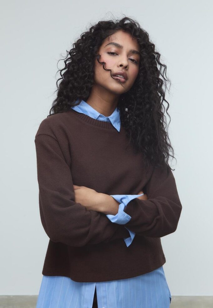 T-shirt en maille à col rond