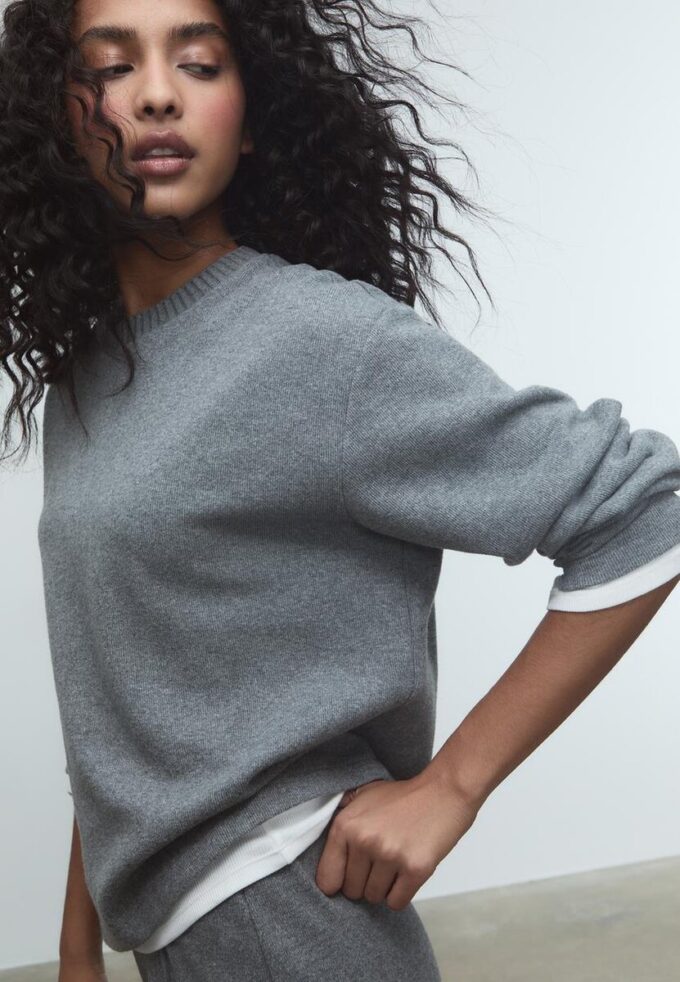 T-shirt en maille à col rond