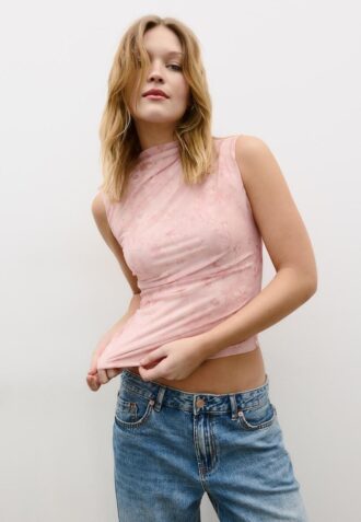 T-shirt en tulle froncé