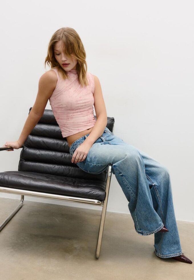 T-shirt en tulle froncé