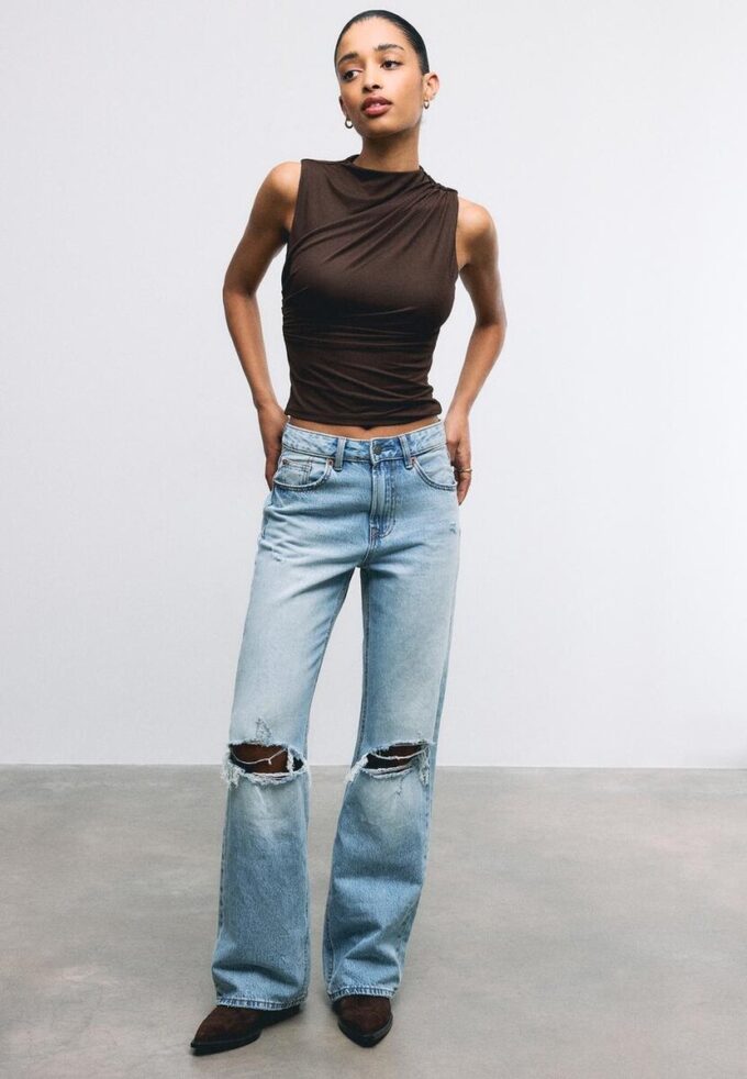 T-shirt en tulle froncé