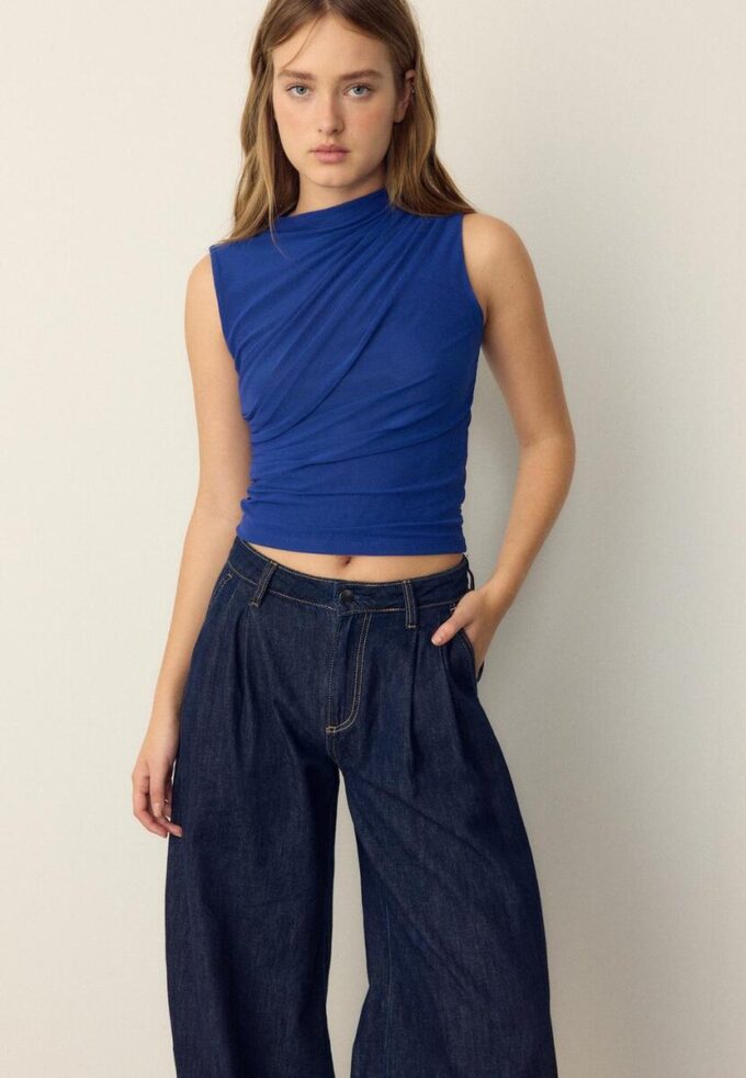 T-shirt en tulle froncé