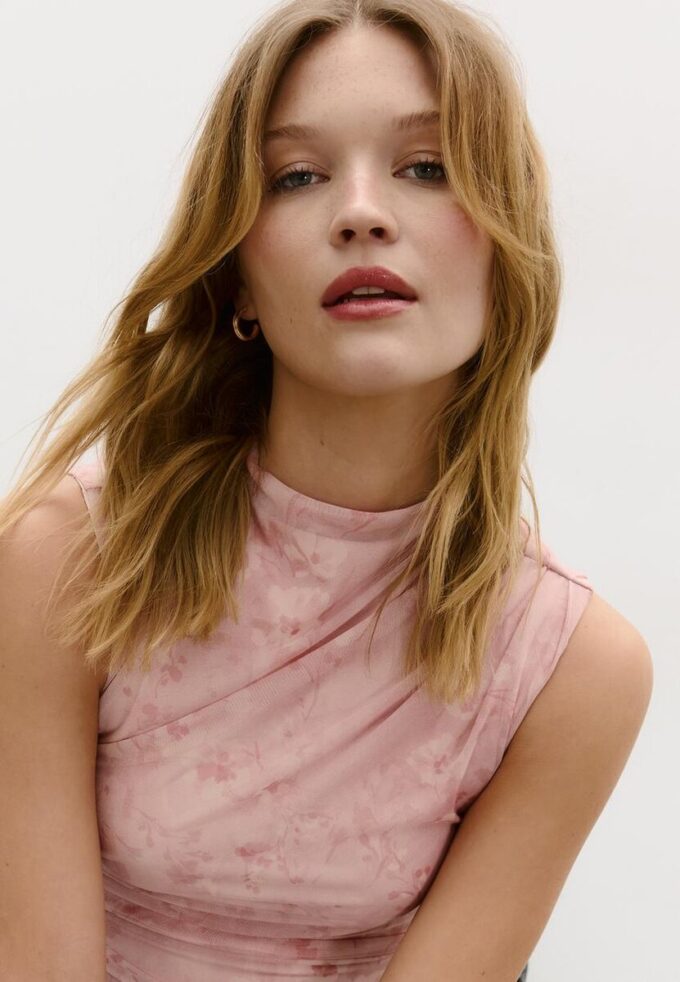 T-shirt en tulle froncé