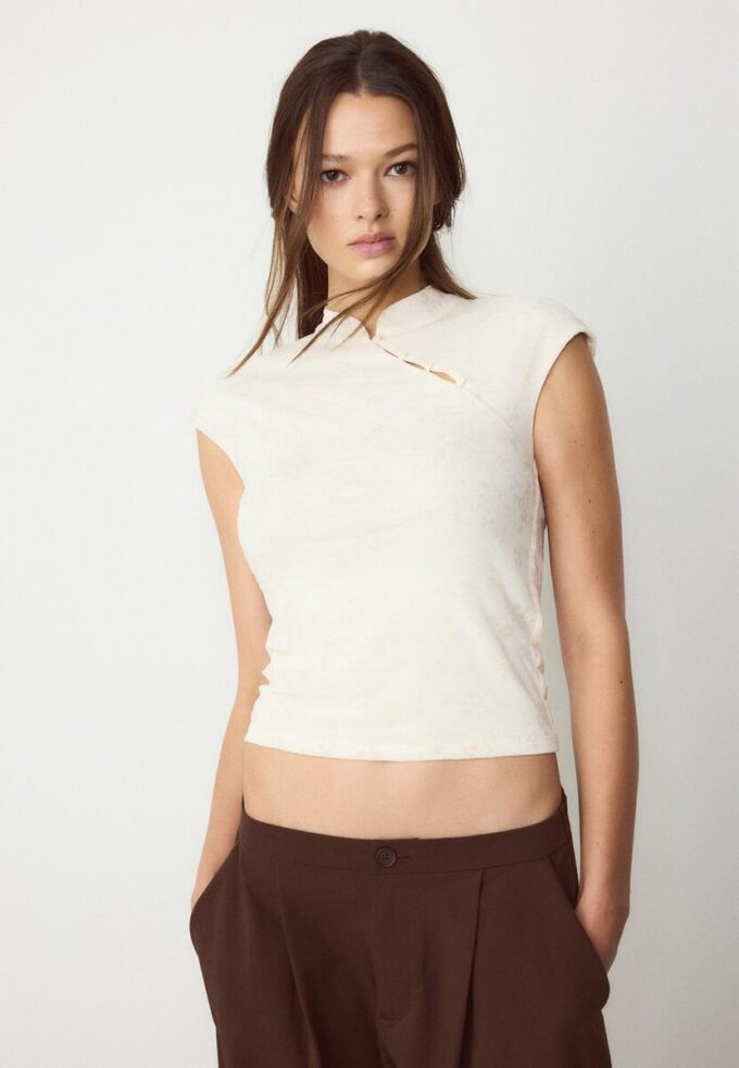 T-shirt floqué style qipao