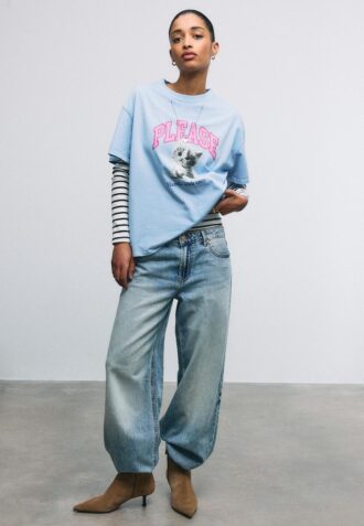 T-shirt à manches courtes avec imprimé et appliqué