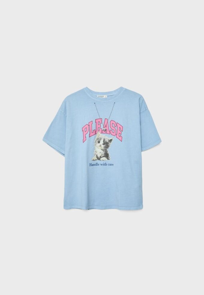 T-shirt à manches courtes avec imprimé et appliqué