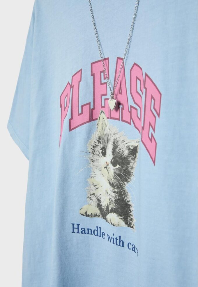 T-shirt à manches courtes avec imprimé et appliqué