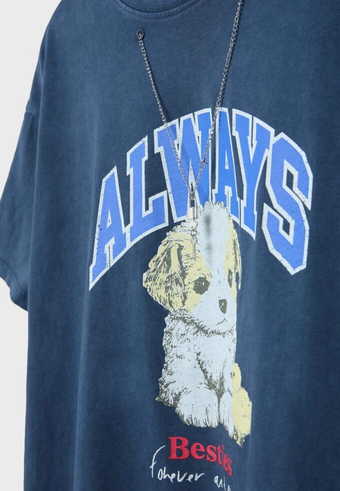 T-shirt à manches courtes avec imprimé et appliqué