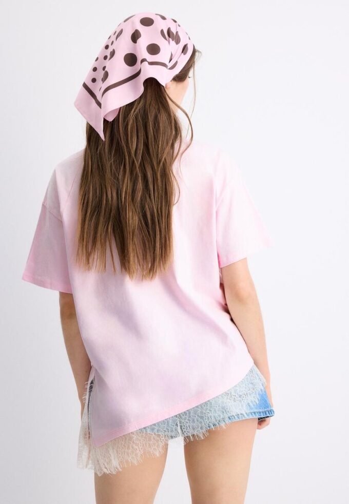 T-shirt à manches courtes avec ourlet en dentelle T-shirt à manches courtes avec ourlet en dentelle