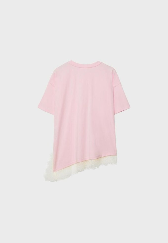 T-shirt à manches courtes avec ourlet en dentelle T-shirt à manches courtes avec ourlet en dentelle