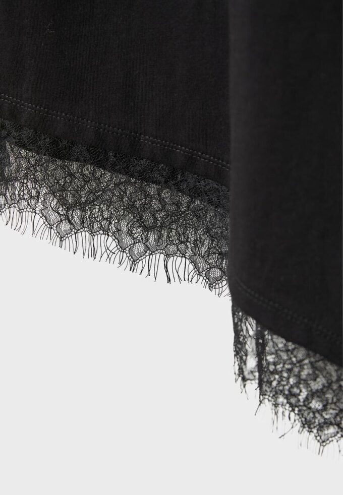 T-shirt à manches courtes avec ourlet en dentelle