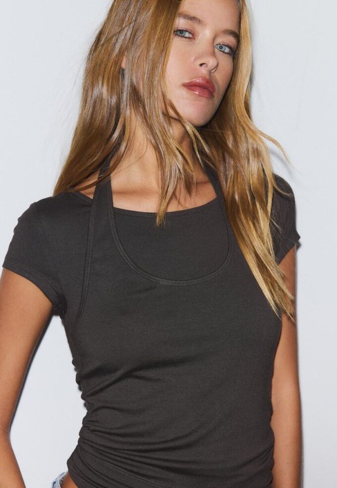 T-shirt à manches courtes double épaisseur