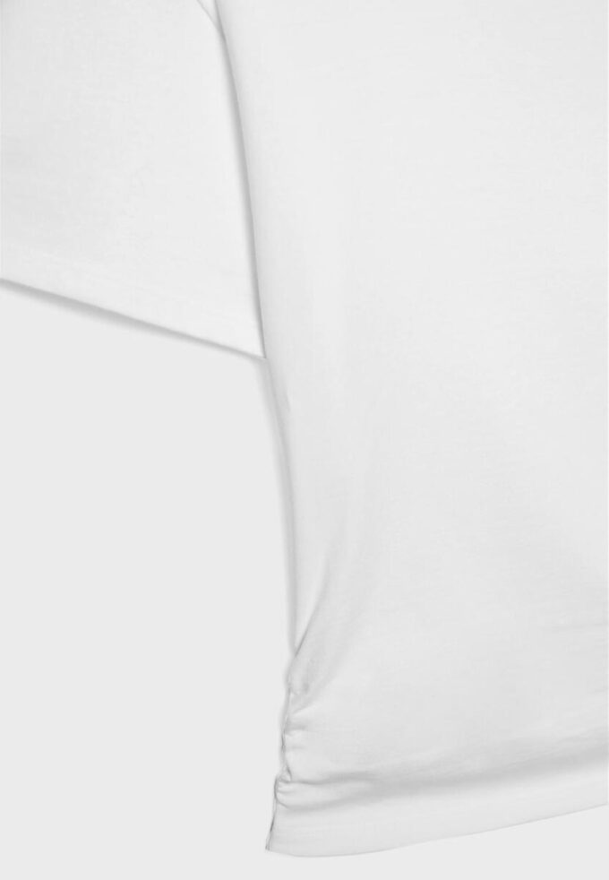 T-shirt à manches courtes et col bateau avec fronces