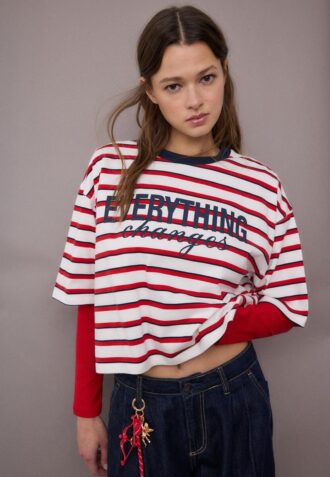 T-shirt à manches courtes imprimé à rayures