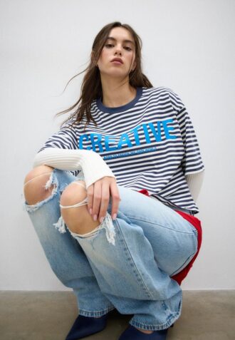 T-shirt à manches courtes imprimé à rayures