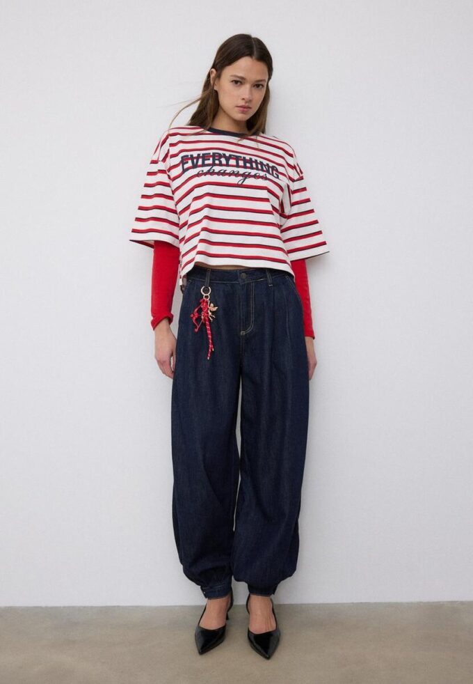 T-shirt à manches courtes imprimé à rayures