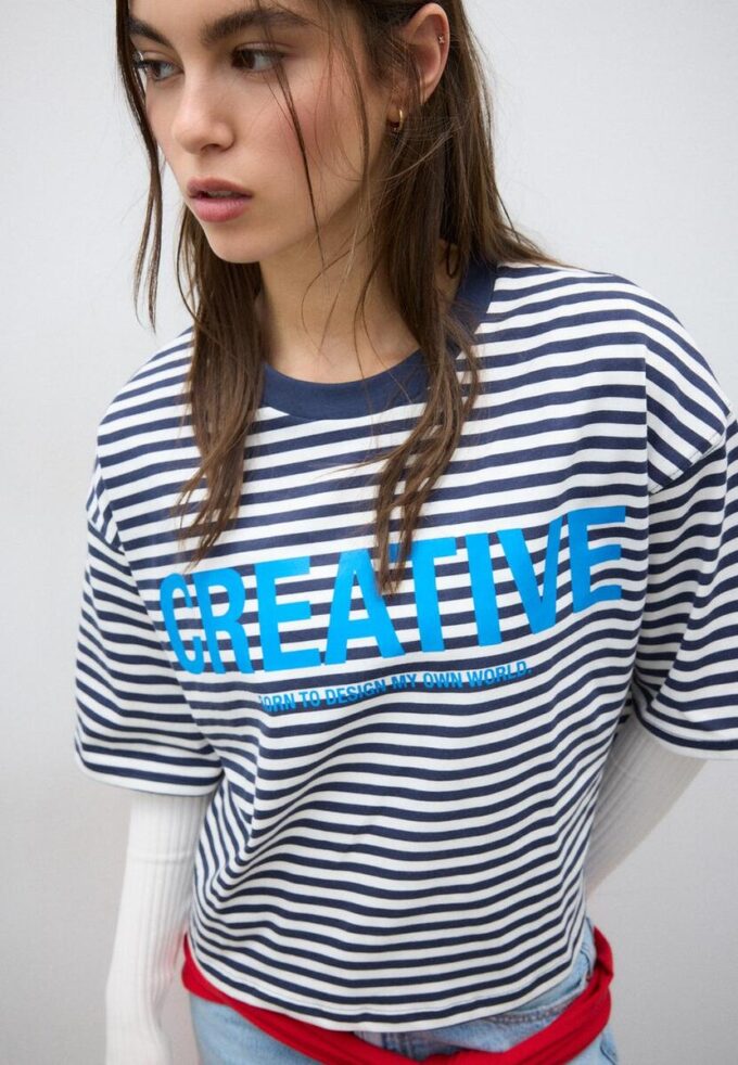 T-shirt à manches courtes imprimé à rayures