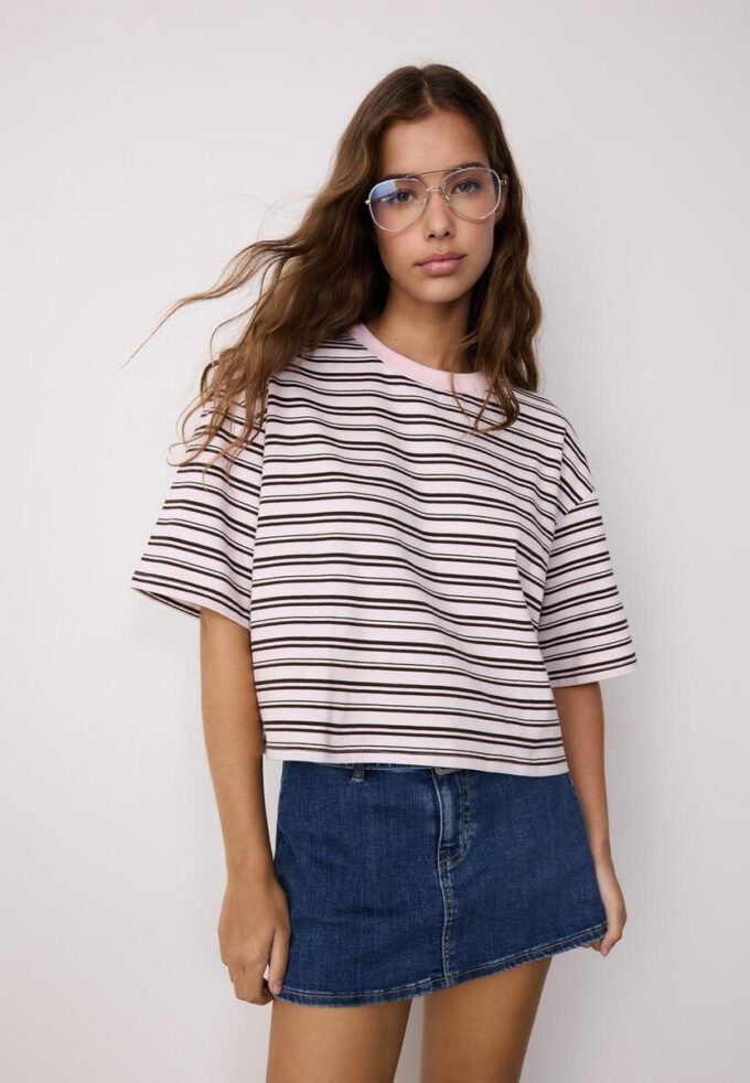 T-shirt à manches courtes rayé