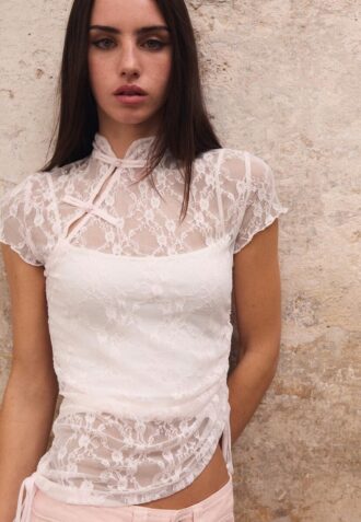 T-shirt à manches courtes style qipao