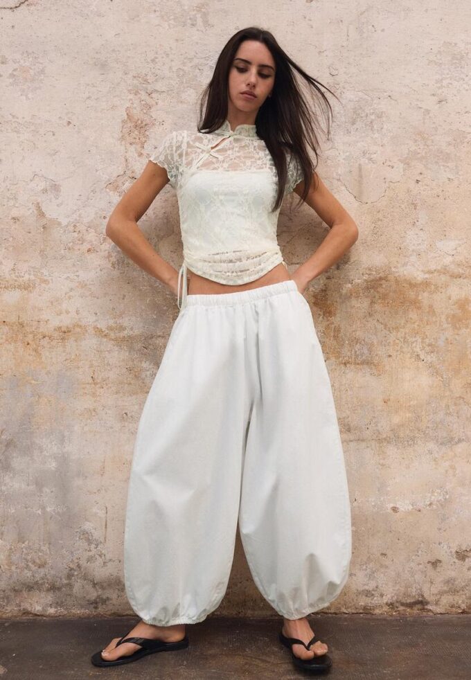 T-shirt à manches courtes style qipao