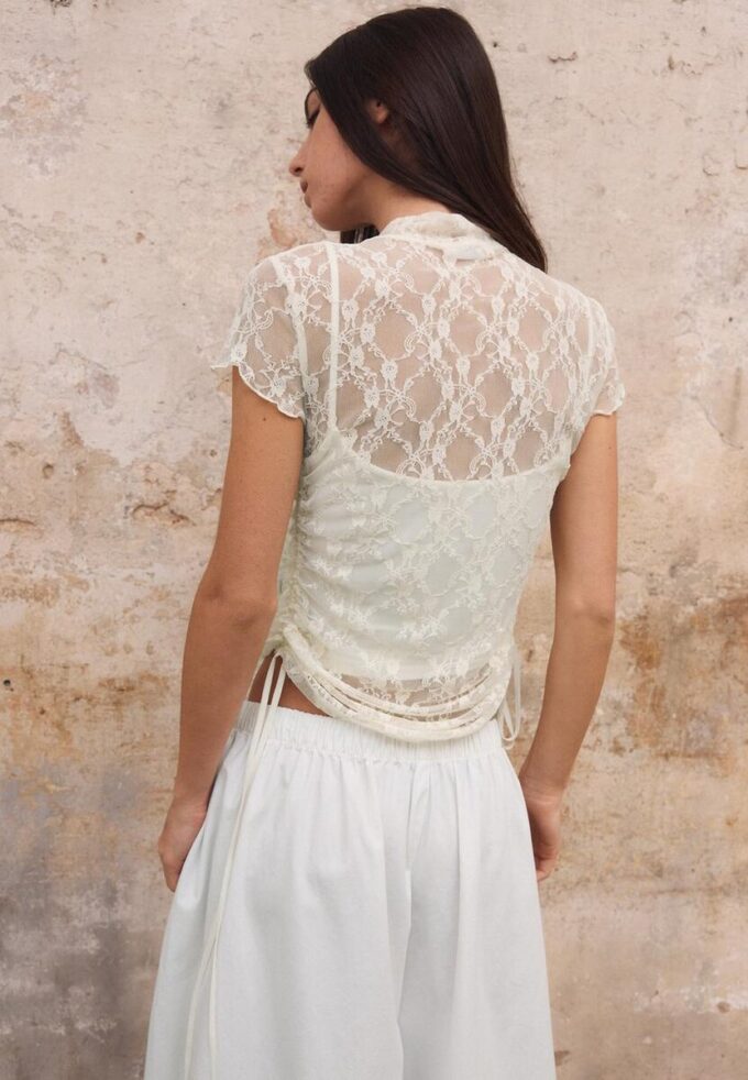 T-shirt à manches courtes style qipao