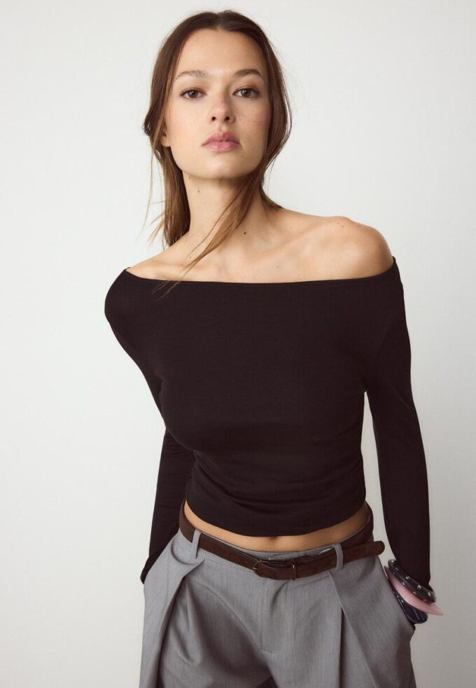 T-shirt à manches longues avec fronces T-shirt à manches longues avec fronces