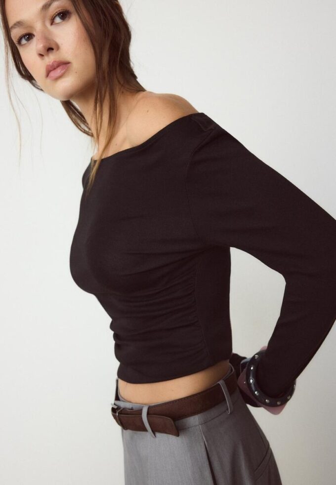 T-shirt à manches longues avec fronces T-shirt à manches longues avec fronces