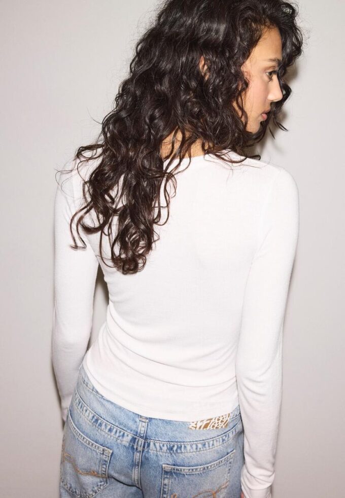 T-shirt à manches longues côtelé