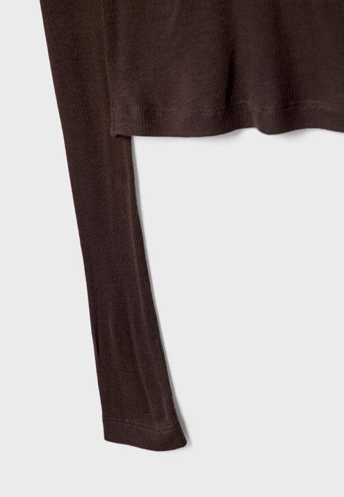 T-shirt à manches longues côtelé