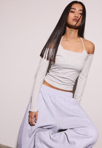 T-shirt à manches longues et col dos nu