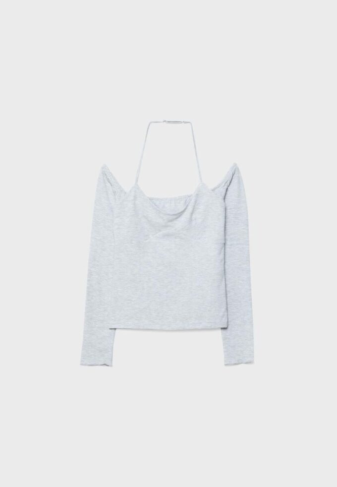 T-shirt à manches longues et col dos nu