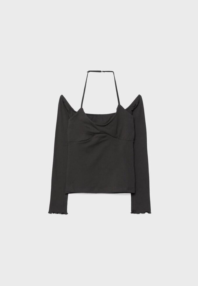 T-shirt à manches longues et col dos nu