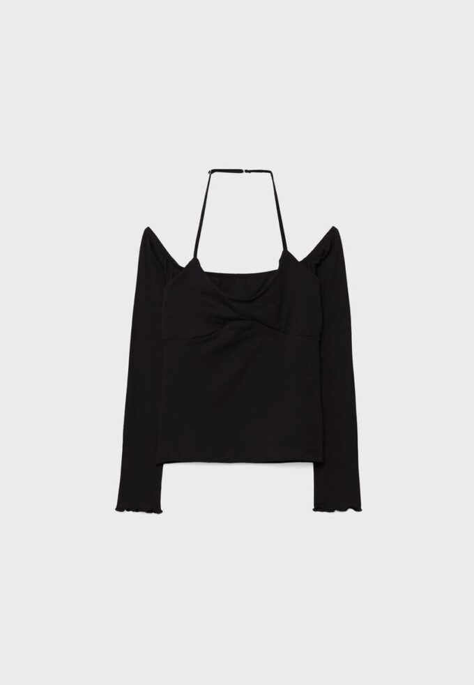 T-shirt à manches longues et col dos nu