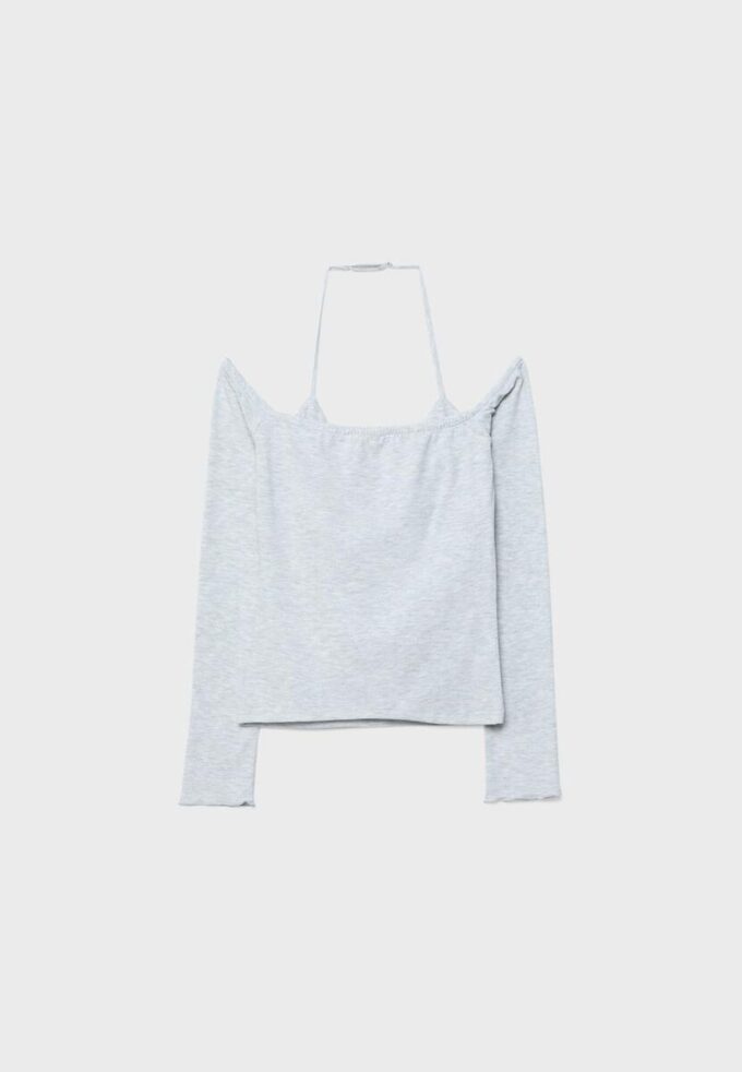 T-shirt à manches longues et col dos nu