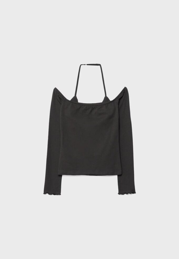 T-shirt à manches longues et col dos nu