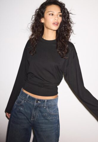 T-shirt à manches longues froncé