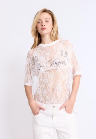 T-shirt oversize en dentelle avec motif graphique