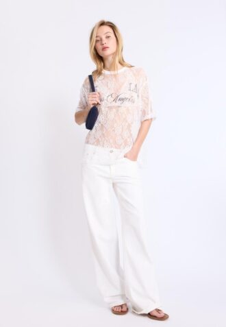T-shirt oversize en dentelle avec motif graphique