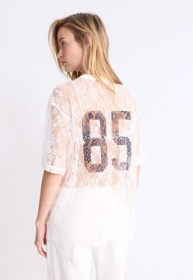 T-shirt oversize en dentelle avec motif graphique