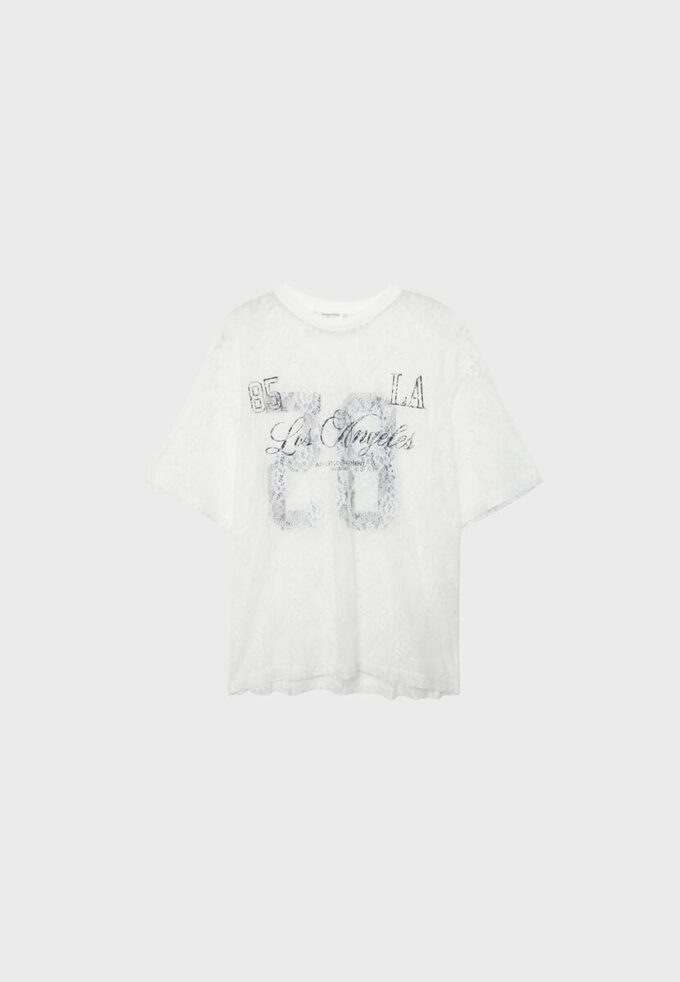 T-shirt oversize en dentelle avec motif graphique