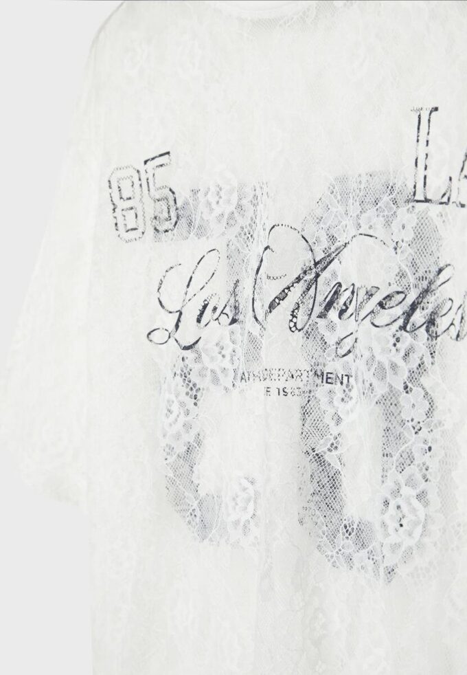 T-shirt oversize en dentelle avec motif graphique