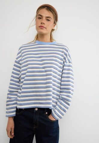 T-shirt oversize à manches longues rayé