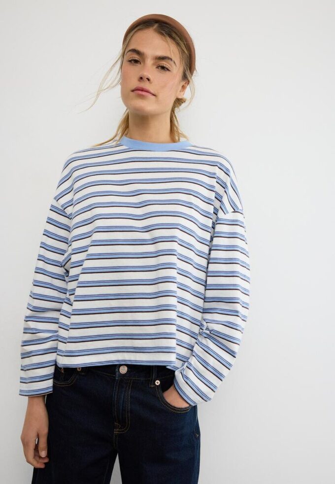 T-shirt oversize à manches longues rayé