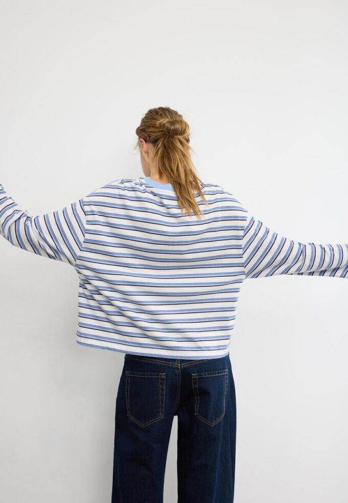 T-shirt oversize à manches longues rayé